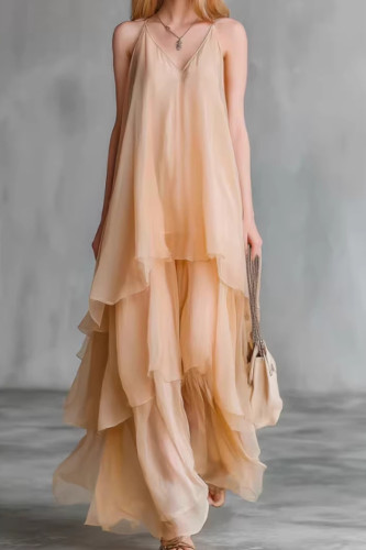 V-neck Camisole Sleeveless Chiffon Dress