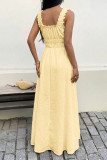 French Retro Sleeveless Square Neck Dress