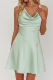 Satin Sleeveless Backless Dress