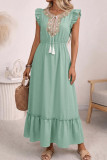 Ruffled Short Sleeved Waist Cinched Dress