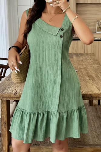 Solid Color Sleeveless Ruffle Edge Dress