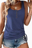 Solid Color U-neck Drawstring Sleeveless Vest