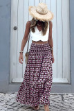 Ethnic Style Lotus Leaf Edge High Waisted Skirt