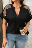 Large Size Mesh Short Sleeved V-neck Shirt