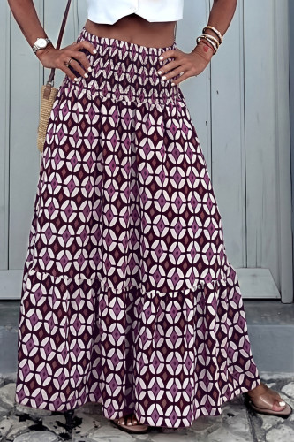 Ethnic Style Lotus Leaf Edge High Waisted Skirt
