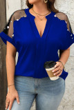 Large Size Mesh Short Sleeved V-neck Shirt