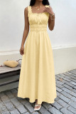 French Retro Sleeveless Square Neck Dress