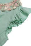 Ruffled Short Sleeved Waist Cinched Dress