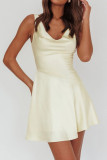 Satin Sleeveless Backless Dress