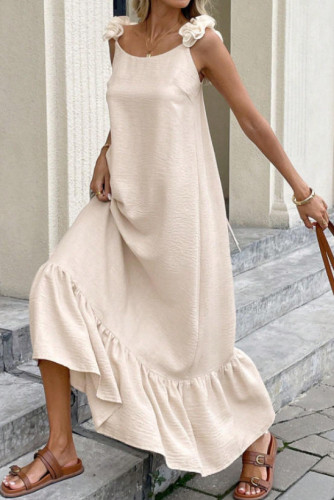 Backless Flower Shoulder Sleeveless Maxi Dress