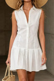 Solid Color Sleeveless Pleated Dress
