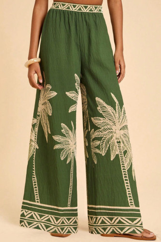 Ethnic Style High Waisted Printed Wide Leg Pants