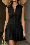 Solid Color Sleeveless Pleated Dress