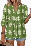 Bohemian V-neck Ruffled Short Sleeve Shirt