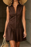 Solid Color Sleeveless Pleated Dress
