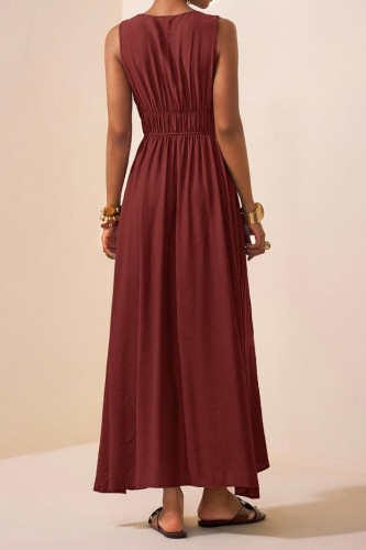 Sleeveless V-neck Waist Cinched Dress