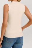 Sleeveless Polo Collar Solid Color Vest
