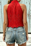 Sleeveless Hollow Hanging Neck Vest