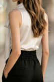 Solid Color Big Bow Sleeveless Satin Shirt