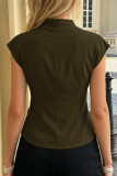 High Neck Sleeveless Metal Button Shirt
