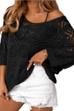 V-neck Seven Quarter Sleeve Beach Cover Shirt
