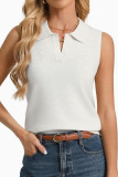 Sleeveless Polo Collar Solid Color Vest
