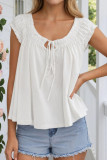 Short Sleeved Pleated Loose Solid Color Shirt