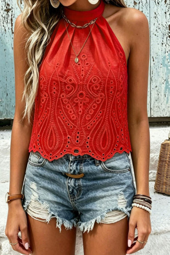Sleeveless Hollow Hanging Neck Vest