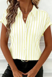 Lapel Button Striped Short Sleeved Shirt