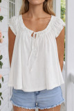 Short Sleeved Pleated Loose Solid Color Shirt
