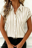 Lapel Button Striped Short Sleeved Shirt