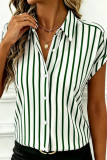 Lapel Button Striped Short Sleeved Shirt