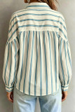 Retro Striped Lapel Long Sleeved Shirt