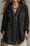 Large Size Lapel Loose Long Sleeved Shirt