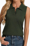 Sleeveless Polo Collar Solid Color Vest