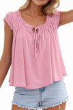 Short Sleeved Pleated Loose Solid Color Shirt