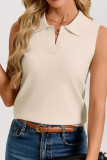 Polo Collar Solid Color Sleeveless Knitted Vest