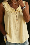 Lapel  Lace Button Sleeveless Vest