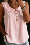 Lapel  Lace Button Sleeveless Vest