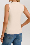 Polo Collar Solid Color Sleeveless Knitted Vest