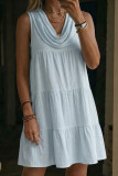Sleeveless Solid Color Mini Dress