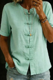 Solid Color Short Sleeved Button Cardigan Shirt