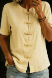 Solid Color Short Sleeved Button Cardigan Shirt