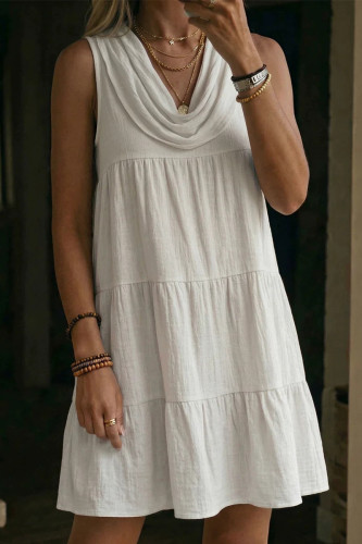 Sleeveless Solid Color Mini Dress