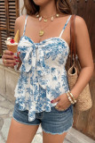 Floral Print Bow Camisole Sleeveless Vest