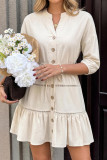 Solid Color Waist Cinched Shirt Dress