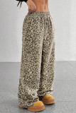 Elastic Waisted Leopard Print Wide Leg Pants