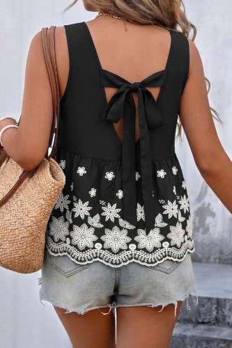 Ethnic Style Embroidered Sleeveless Shirt