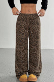 Elastic Waisted Leopard Print Wide Leg Pants