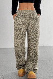 Elastic Waisted Leopard Print Wide Leg Pants